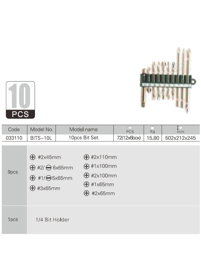 jetechtool Jetech Double-Ended Screwdriver Power Bit, 10-Piece Set, Phillips Impact Driver Bits, Flat Head Bit Set, Two Sides Screwdriver Bits Set with 1/4 Bit Holder - BITS-10L - Image 2